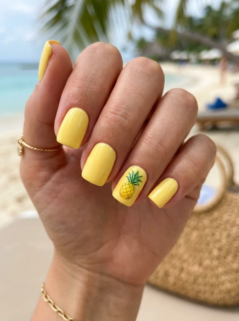 Pineapple Accent Nails