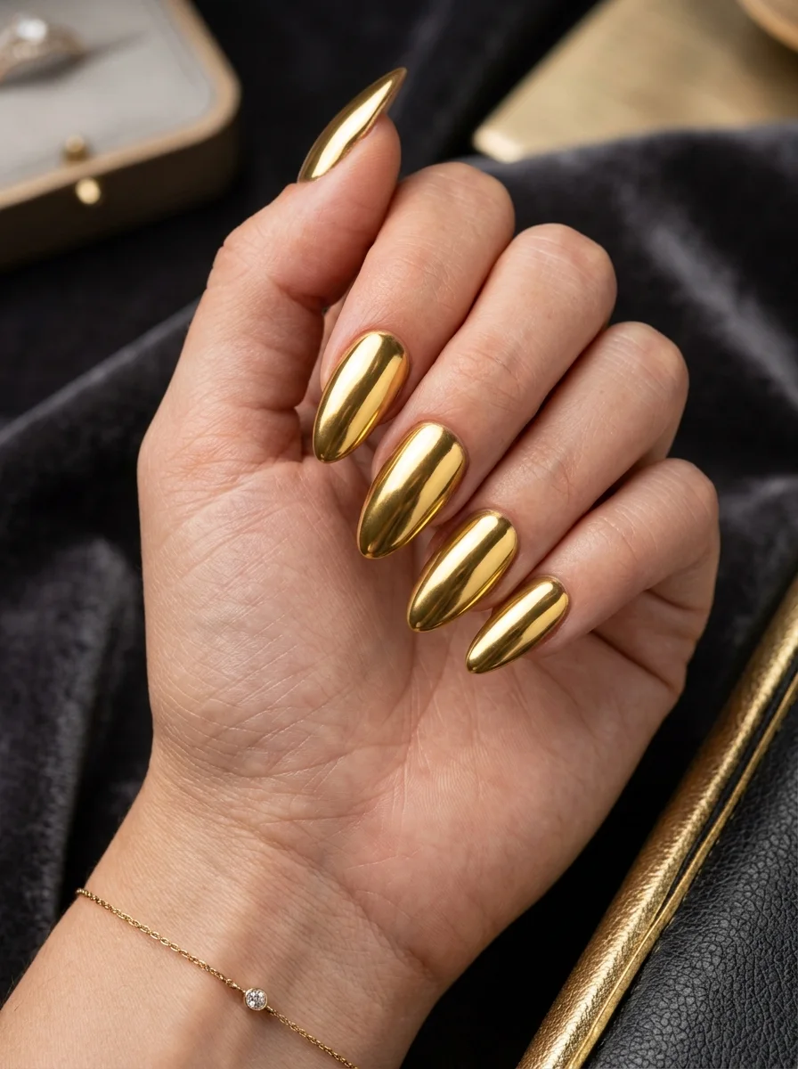 Solid Gold Chrome Nails
