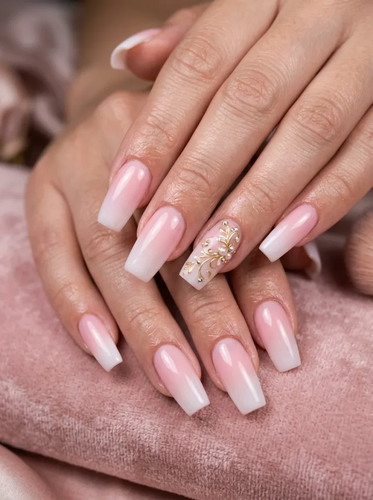 Baby Pink Acrylic Nails With 3D Bow