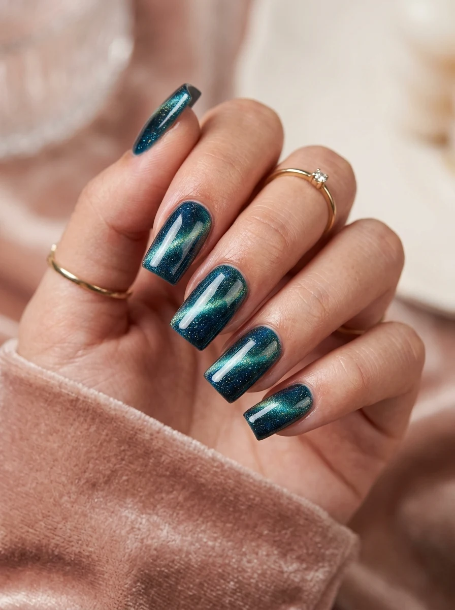 Cat Eye Square Acrylic Nails