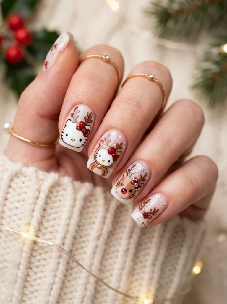 Hello Kitty Reindeer Nails